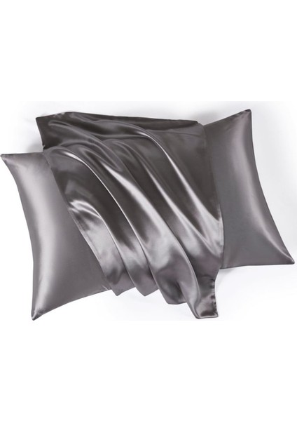 ® Antibakteriyel Terletmeyen Ipek Saten Yastık Kılıfı 2'li 50X70 Gri