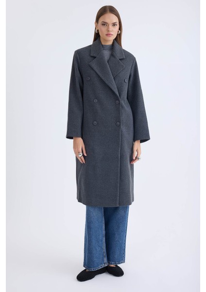 Düğmeli Uzun Kaşe Kaban fiyatları