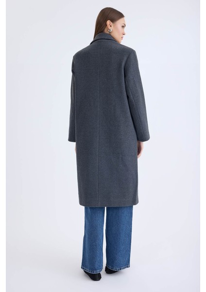 Düğmeli Uzun Kaşe Kaban fırsatları