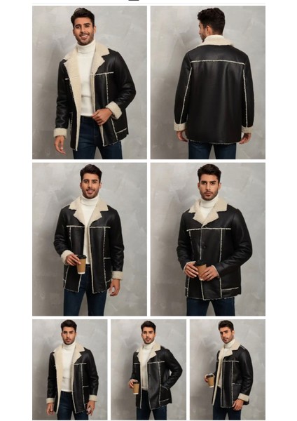 Dış Dikiş Yerleri ve Içi Kürklü Hakiki Deri Uzun Kaban Kışlık Erkek fırsatları