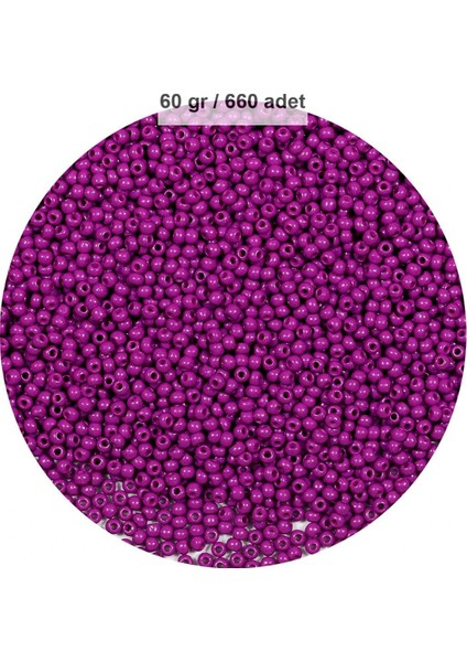 Fuşya Renk 4 mm Yaklaşık 660 adet / 60 gram Cam Boncuk Oya Yazma Bileklik ve Kolye