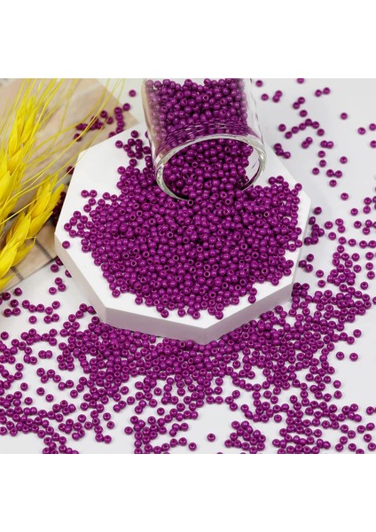 Fuşya Renk 4 mm Yaklaşık 660 adet / 60 gram Cam Boncuk Oya Yazma Bileklik ve Kolye fırsatları