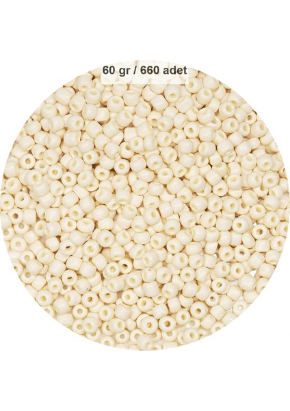 Beyaz Renk 4 mm Yaklaşık 660 adet / 60 gram Cam Boncuk Oya Yazma Bileklik ve Kolye