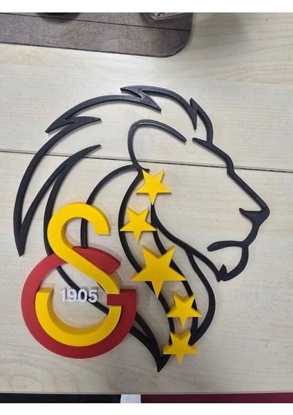 Galatasaray Aslan Figürlü Duvar Dekoru | 18X23 cm | 3D Baskı Taraftar Ürünü modelleri