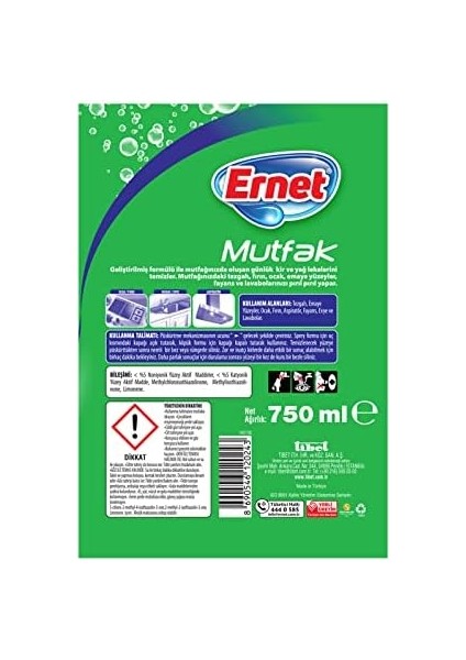 Ernet Süper Likit Promosyon Mutfak + Banyo Temizliği (1+1) 750 ml Sprey'li