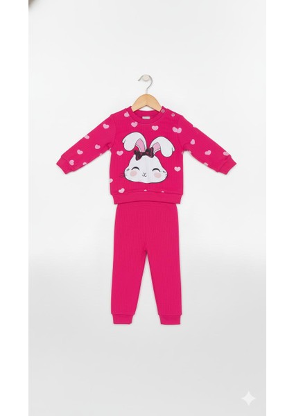 Kız Bebek Tavşan Baskılı Omuz Çıtçıtlı Fitilli Alt Üst Takım Bebek Giyim fiyatları