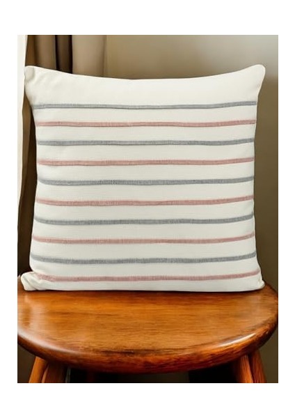 Tarzı -Pamuklu Çizgi Desenli 45X45 Kırlent Kılıfı fiyatları