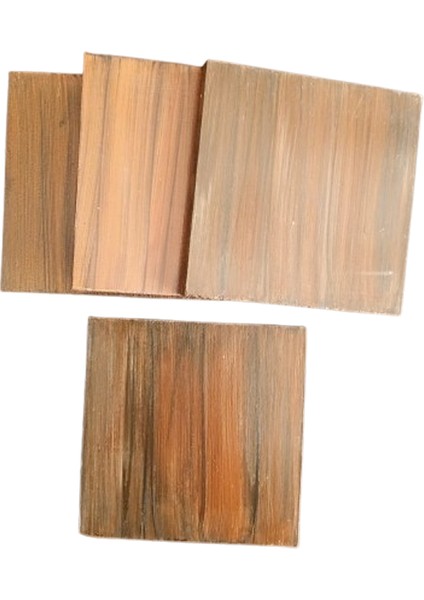 El Yapımı Eskitme Ahşap 4'lü Bardak Altlığı Seti