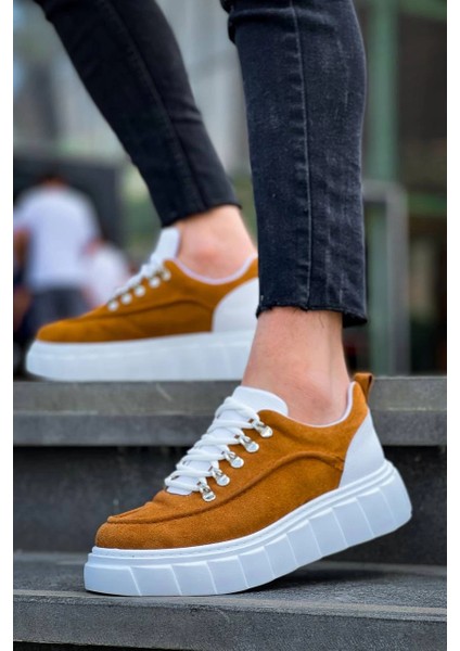 Sptrns KB-X10 Kuback Taba Süet Beyaz Yüksek Taban Günlük Spor Ayakkabı (Numara: 41) fiyatları