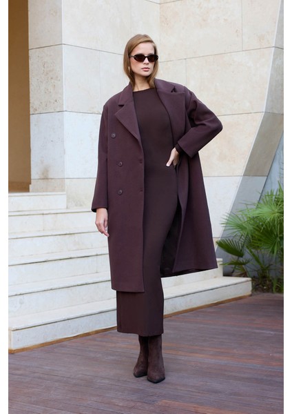 Düğmeli Uzun Kaşe Kaban fiyatları