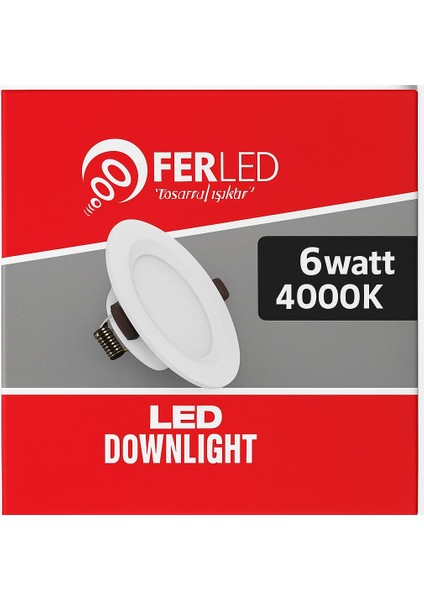 6W Downlight LED Panel Naturel Işık 4000K - Tavan Spot
