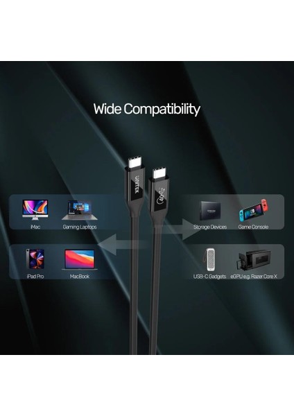 Unıtek Usb4 Thunderbolt Kablo 0.8mt 40GBPS, 8K&60Hz,100W (C14100BK-0.8M)
