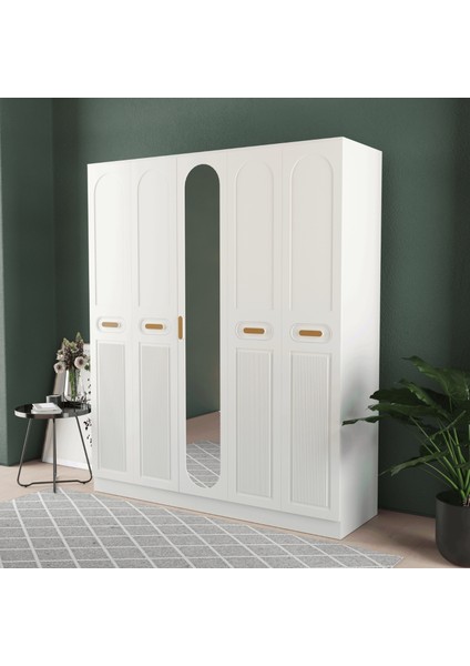 Pera 5 Kapaklı Eko Gardırop - Mdf Kapak