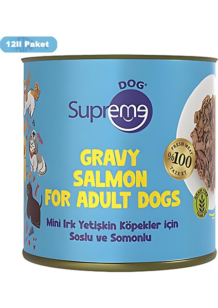 Soslu ve Somonlu Küçük Irk Yetişkin Köpek Konserve Maması 200GR 12LI