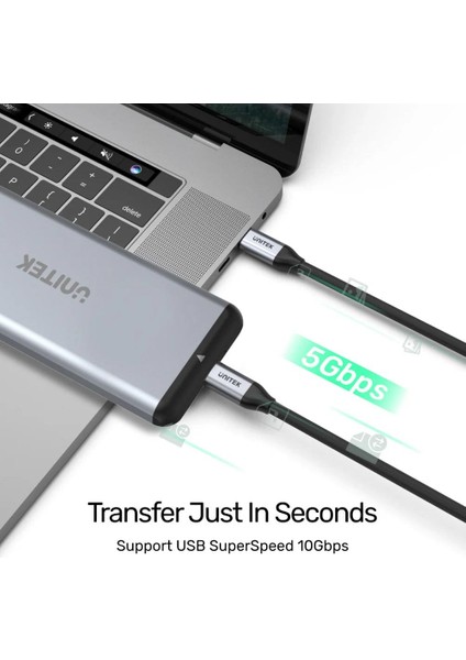 Unıtek Usb-C 3.2 Kablo 2mt 5gbps, 100W Pd, 4K&60Hz (C14091ABK)