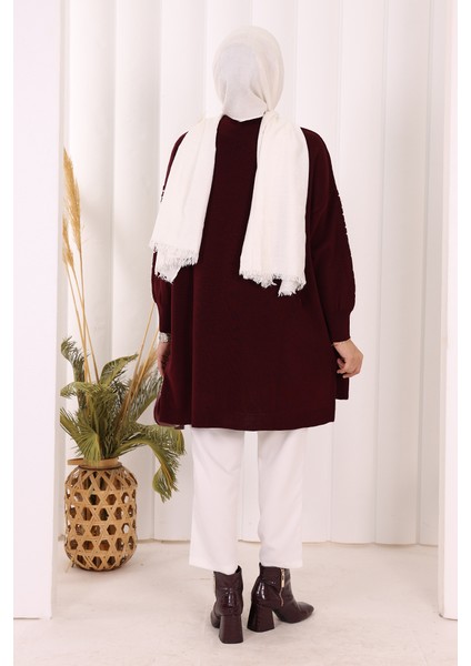 Inci Detaylı Triko Tunik 18309 Mürdüm fırsatları