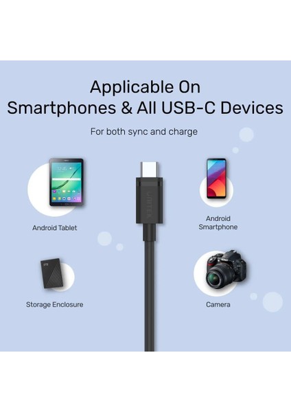 Unıtek Usb3.0 Type-C To Usb-A Şarj Kablosu 1.5mt 5gbps (C14103BK-1.5M)