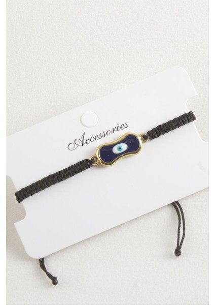 Oval Nazar Makrome Örgülü Bileklik