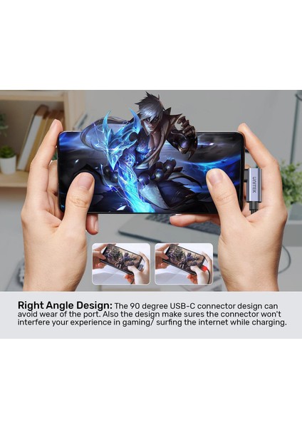 Unıtek Type-C Hızlı Şarj Kablosu 90 Derece 2 Metre 100W (C14123BK-2M)