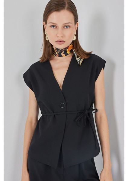 Kadın Yelek Pantolon Kumaş Takım 30050 - Siyah fiyatları