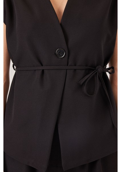 Kadın Yelek Pantolon Kumaş Takım 30050 - Siyah indirimleri