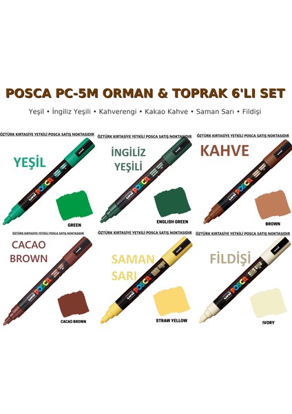 Pc-5m 6’lı Kalem Seti - Orman ve Toprak Tonları fiyatları