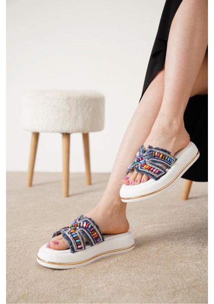 Kyle Kadın Günlük Taş Detaylı Kalın Topuk Terlik fiyatları