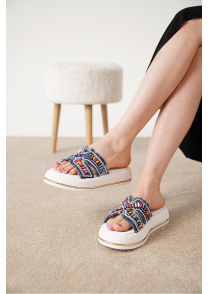 Kyle Kadın Günlük Taş Detaylı Kalın Topuk Terlik modelleri