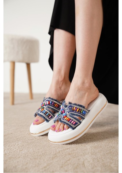 Kyle Kadın Günlük Taş Detaylı Kalın Topuk Terlik fırsatları