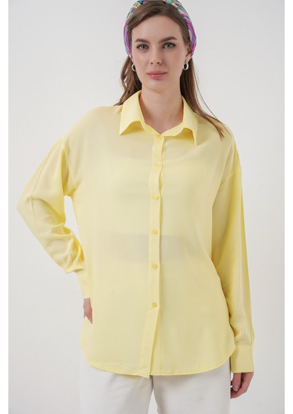 Kadın Oversize Viskon Gömlek 3785 - Sarı fırsatları
