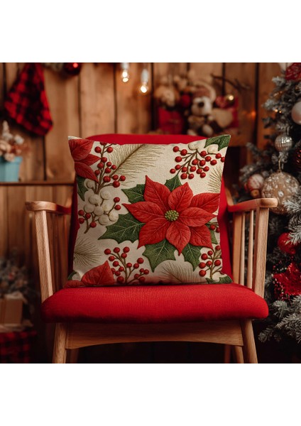 Yılbaşı Nakış Desenli, Dijital Baskılı, Çift Taraflı Kırlent Kılıfı. 2'li Set Kırlent Kılıfı modelleri