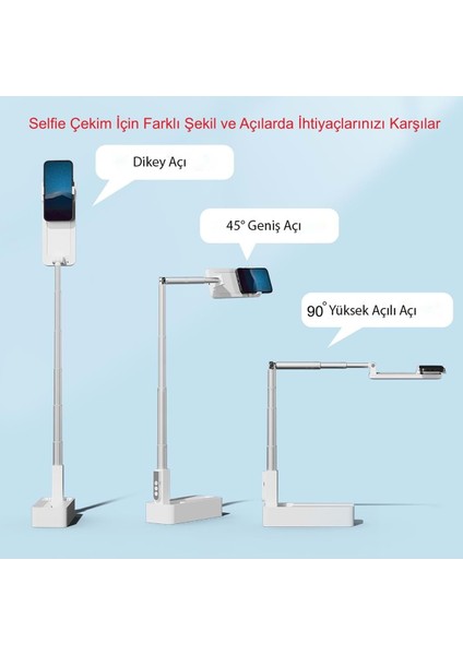 Canlı Yayın Braketi Çok Fonksiyonlu LED Işıklı 360 Derece Kumandalı Selfie Telefon Standı fiyatları