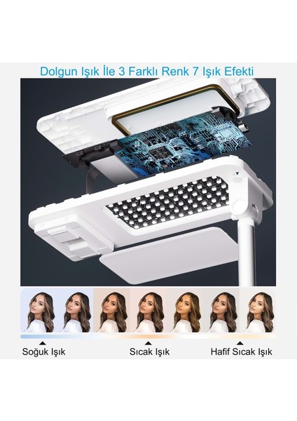 Canlı Yayın Braketi Çok Fonksiyonlu LED Işıklı 360 Derece Kumandalı Selfie Telefon Standı fırsatları