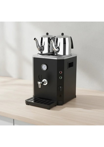 2 Demlikli Elektrikli Jumbo Çay Makinesi Otomatı Semaver Çay Ocağı 13 Litre - 2 Adet Demlik Hediye
