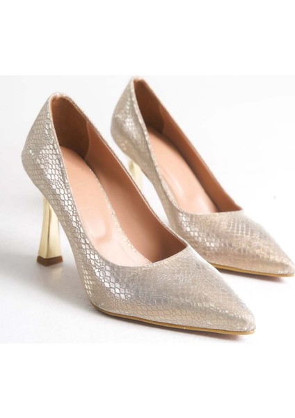 Petry Altın Pırıltılı Kadın Topuklu Ayakkabı