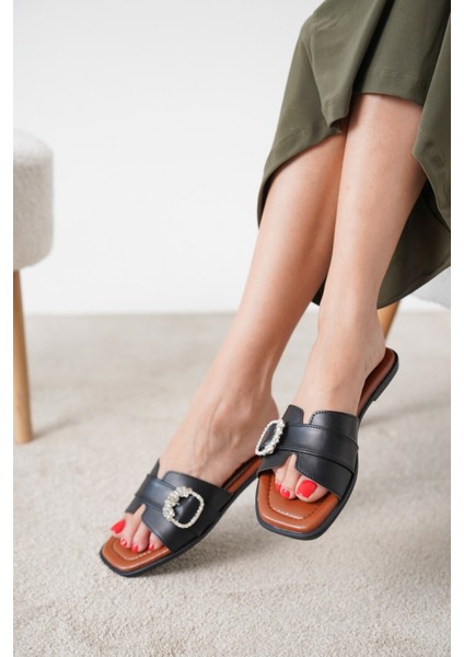 Ovest Taş Tokalı Cilt Kadın Günlük Terlik fiyatları