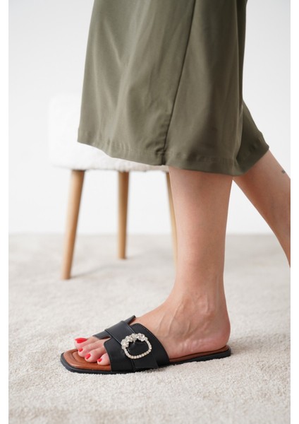 Ovest Taş Tokalı Cilt Kadın Günlük Terlik fırsatları