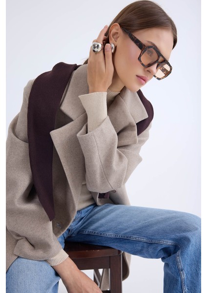 Düğmeli Uzun Kaşe Kaban