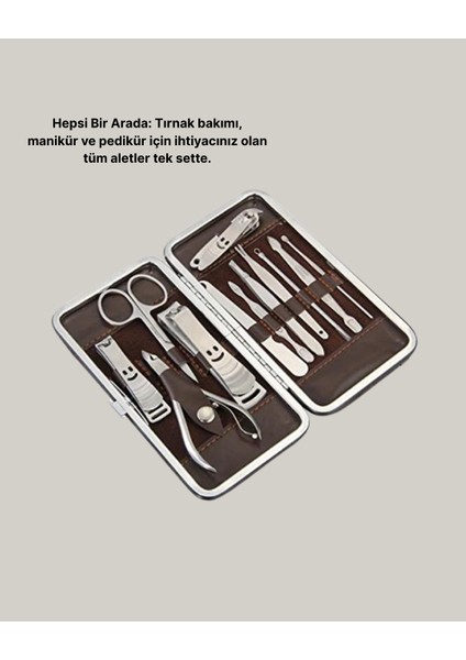 Özel Deri Çantalı 12 Parça Manikür Pedikür Bakım Seti Paslanmaz Çelik - ?50?00E8-7G9950 fırsatları