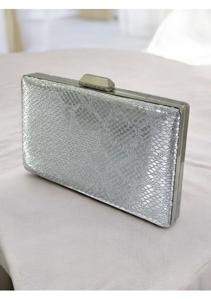 Gümüş Ithal Snake Yılan Lazer Sim Desenli Abiye Çanta fiyatları