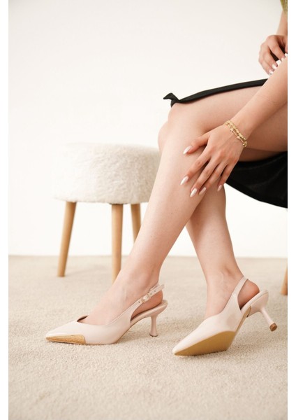 Meja Gold Detaylı Alçak Topuk Stiletto