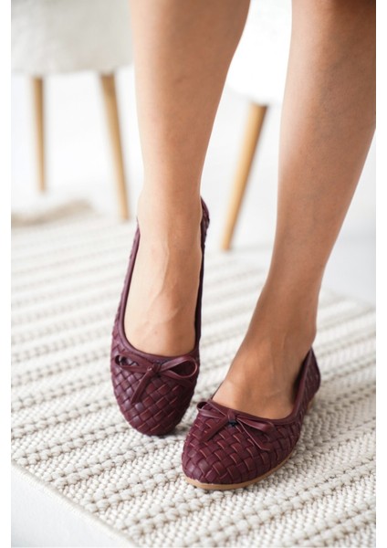 Twis Kadın Örgü Detaylı Fiyonklu Deri Babet fırsatları