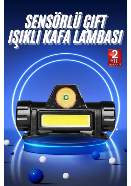 Ledli Şarjlı Kafa Lambası LED Şarjlı Su Geçirmez Kafa Feneri - ?63?05E8-6G5863 fiyatları