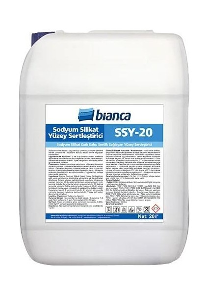 Bianca Ssy-20 Sodyum Silikat Yüzey Sertleştirici 20 Lt