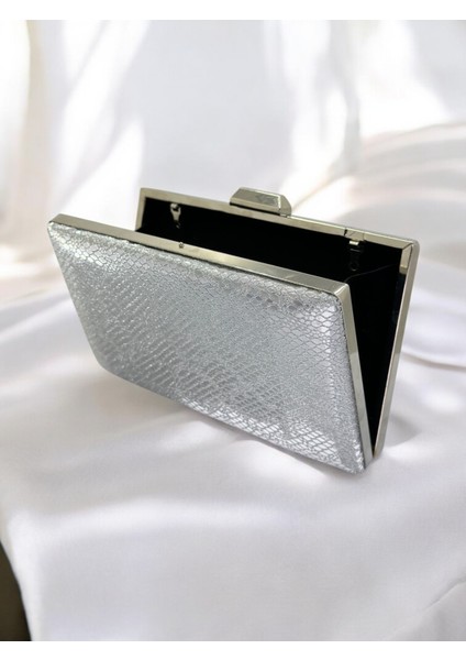 Gümüş Ithal Snake Yılan Lazer Sim Desenli Abiye Çanta fırsatları