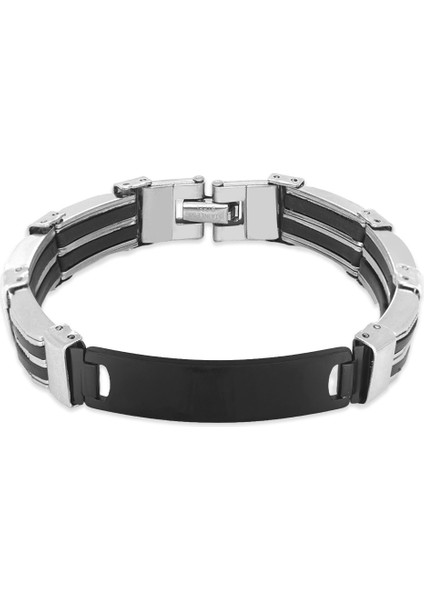 Isme Özel Yazılı Gümüş Siyah Renk Çelik Erkek Bileklik - M2 fiyatları