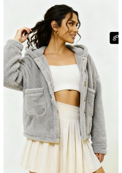 Peluş Yumoş Ceket Düğmeli Cepli