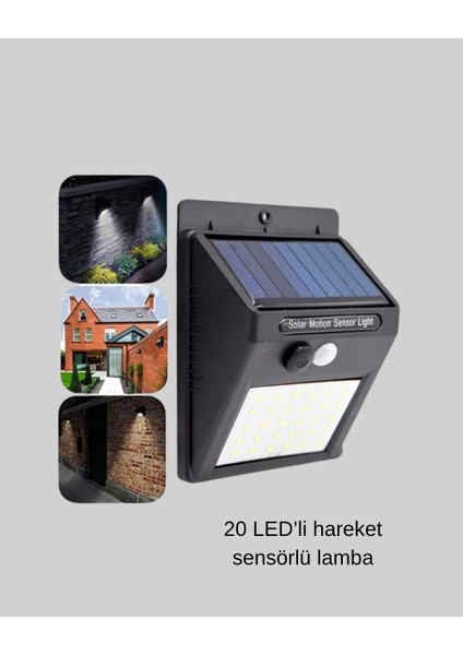 20 LED Güneş Paneli Aydınlatma – Fotoselli ve Hareket Algılamalı Dış Mekan - ?90?59E8-5G1 fiyatları