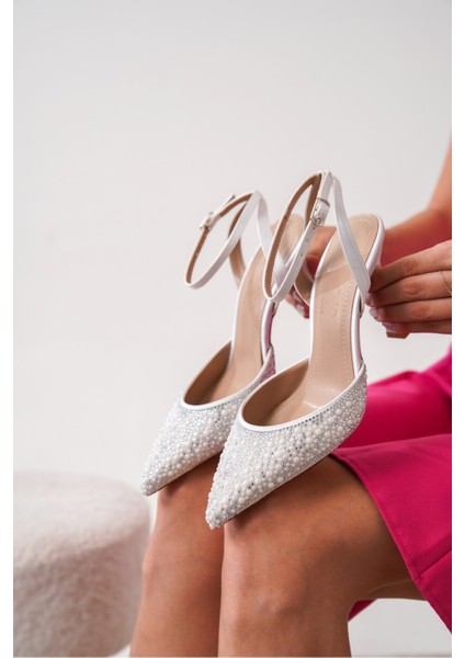 Sheny Taşlı Kadın Abiye Topuklu Ayakkabı