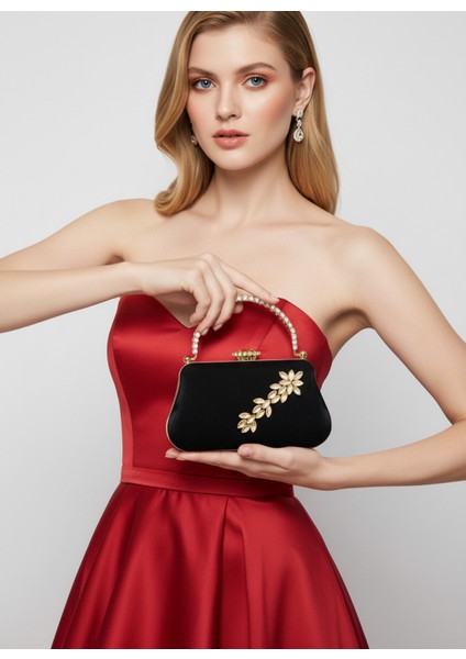 Renk Simli Saten Kristal Taşlı Saplı Kadın Abiye Çanta Düğün Nişan Mezuniyet